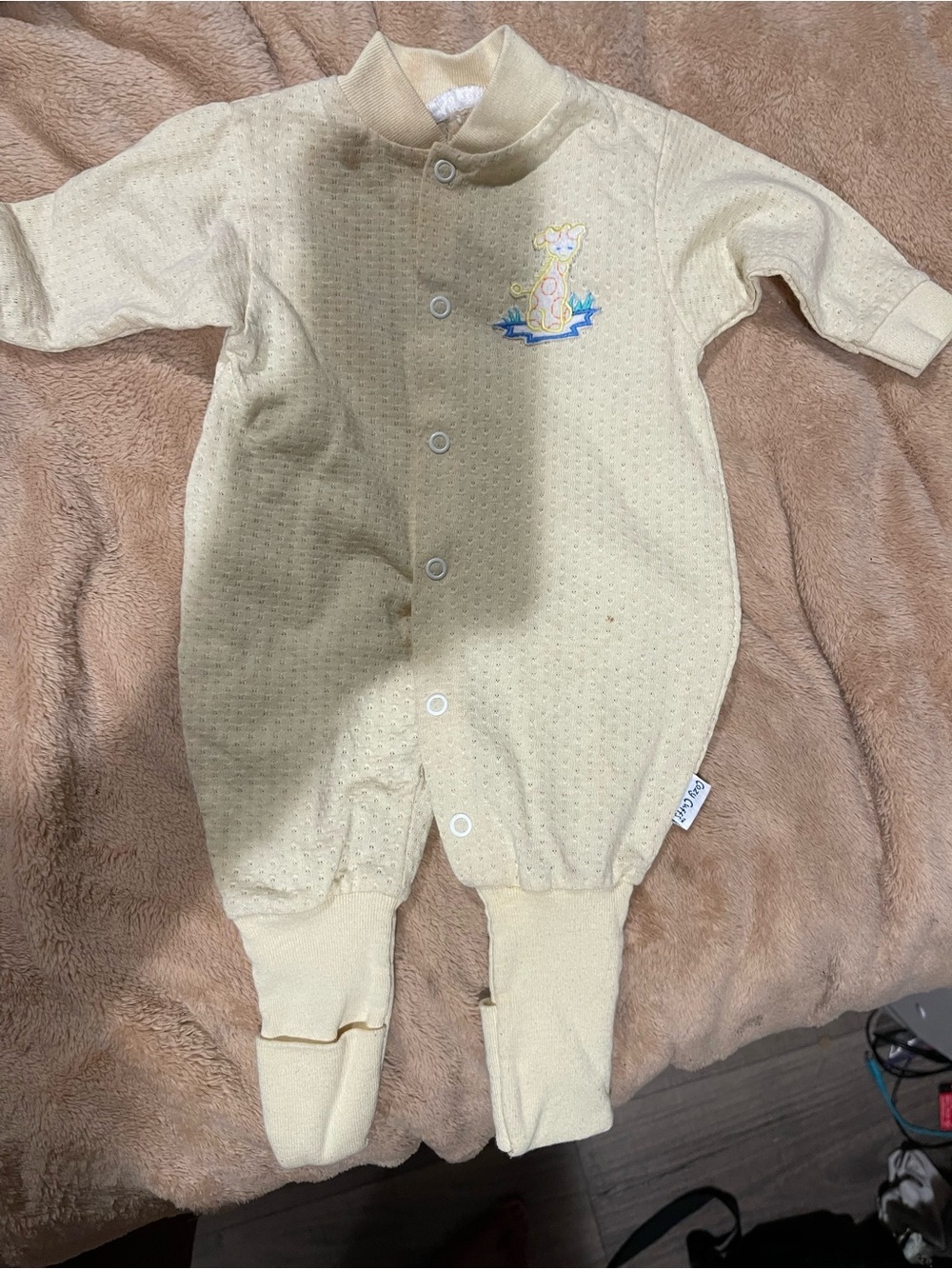 Soft Yellow Baby Footed One-Piece Romper
